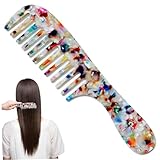 Kamm mit breiten Zähnen, Zelluloseacetat-Haarkamm, antistatische Kopfhaut mit Handgriff, feine Zähne und breite Schuppen für Männer und Frauen, lockiges, nasses, langes Haar