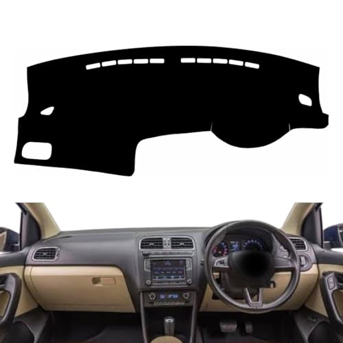 Image of Car Dashboard Cover Compatible with Volkswagen Polo 2010-2022 Dustproof, UV Resistant | Sun Shade Carpet | Custom Fit Car Accessories (Balck)