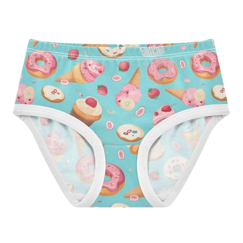 Wusikd Cute Ice Cream Girls' Underwear Cotton Doughnuts Girls Briefs Soft Toddler Underwear 2T