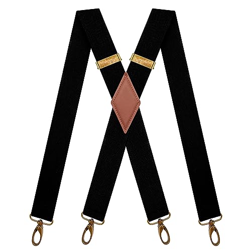 Image of MENDENG Suspenders for Men Heavy Duty Swivel Hooks Retro X-Back Adjustable Brace