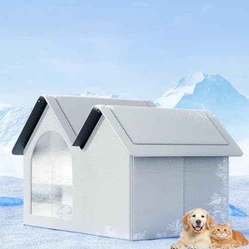 Vinebeautiful 冷却犬小屋 ペット冷却ハウス 猫ハウス ペットハウス 熱中症・暑さ対策 冷暖房 接触冷感ハウス ひんやり 通気 防水 耐重 防寒 防風 防雨 組立簡単 野良猫ハウス キャットハウス エコ節電対策 接触冷感ハウス 小型犬/中型犬