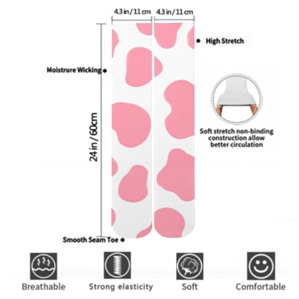 Soft High Knee Socks, Lightweight Breathable Over Knee High Socks, Funny Cozy Long Boot Stockings for Women Gift3