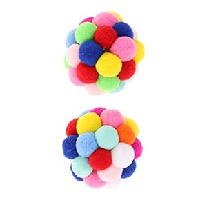 Meriglare Kattenspeelgoed, handgemaakt, kleurrijk, elastische ballen, belletjes, interactief speelgoed, twee grappig…