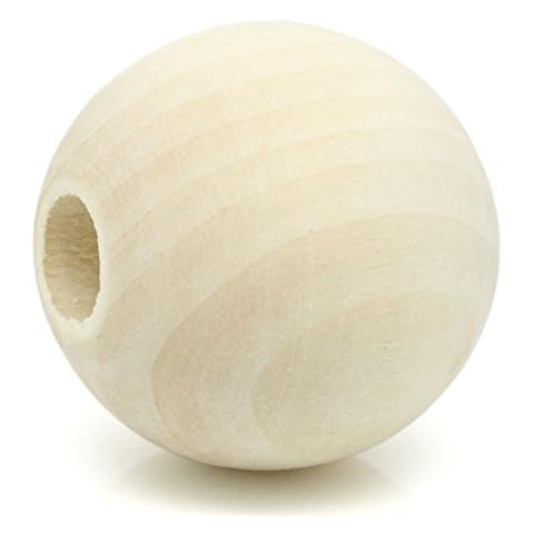 Craft Making Shop 20 Large Round Wood Beads Bulk 35mm or 1.38 Inch Diameter with 10mm Hole Cover