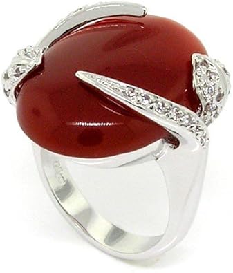 Amazoncom Alljoy Born Beautiful - Large Gemstone Cocktail Ring With Carnelian Pave White Czs925 Sterling Silver Size 5 Right Hand Rings Clothing Shoes Jewelry