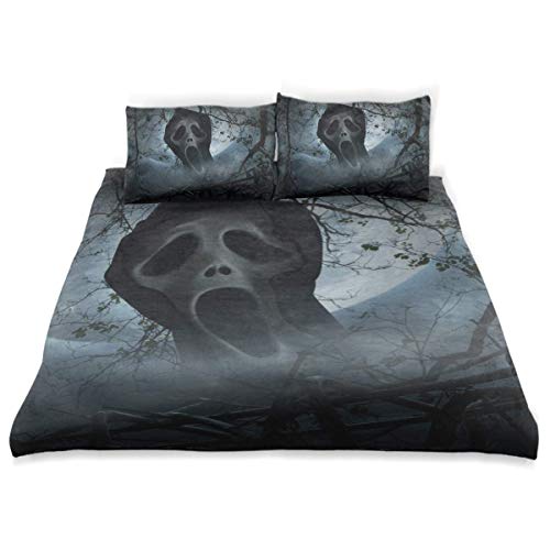 Kanaite Juego de Funda nórdica Ghost Scream con Old Fence Over Smoke Juego de Cama Decorativo de 3 Piezas con 2 Fundas de Almohada