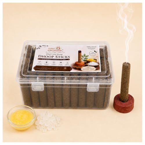 Image of GAVO HARSHIDDHI Cow Dung Bhimseni Camphor Dhoop Batti, with Bhimseni Camphor, Cow Ghee and Devdar Wood, for Pooja, Meditation and Yoga
