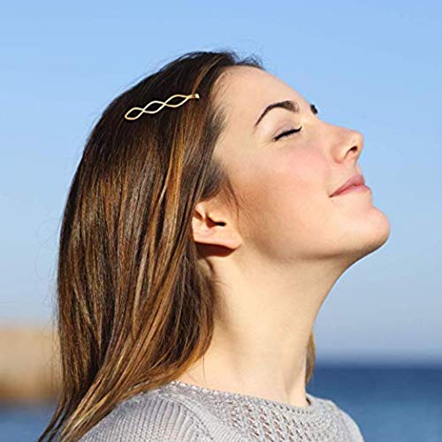 8Pcs Minimalist Wavy, Triangular, Diamond-Shaped, Round Gold-Silver Geometric Hair Clips, Hair Clip Accessories For Girls And Women. #TOP6