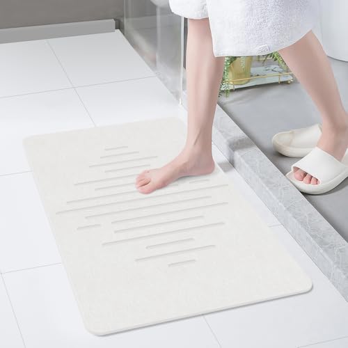THMINS Tapis de bain extra large, 81,3 x 50,8 cm, antidérapant, en pierre de diatomée, super absorbant, séchage rapide, pour salle de bain/cuisine, facile à nettoyer