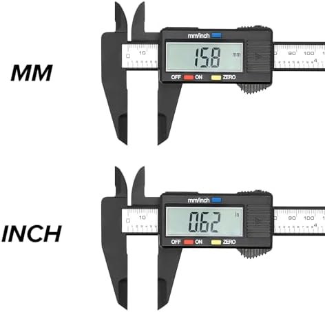 Electronic Digital Caliper, Plastic Vernier Caliper, Caliper Measuring Tool with Inch/Millimeter Conversion, Extra Large LCD Screen, 0-6 Inch/0-150 mm, Auto Off Featured Micrometer Ruler