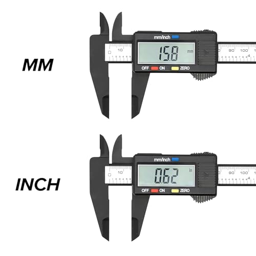 Electronic Digital Caliper, Plastic Vernier Caliper, Caliper Measuring Tool with Inch/Millimeter Conversion, Extra Large LCD Screen, 0-6 Inch/0-150 mm, Auto Off Featured Micrometer Ruler