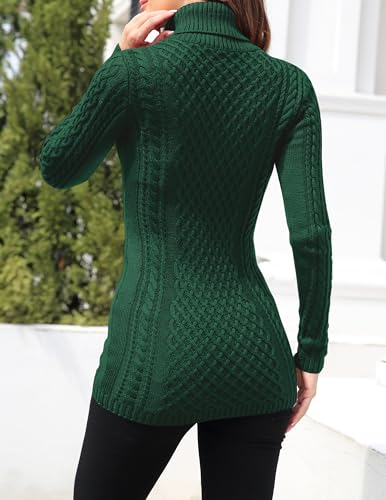 Image of v28 Women's Cotton Turtle Cowl Neck Aran Fishermen Fair Isle Cable Knit Sweater