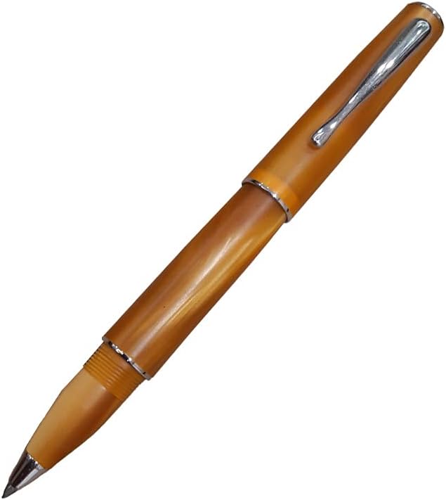 DELTA Italiana Opaque Amber Resin with Rhodium Plated Trim Rollerball Pen