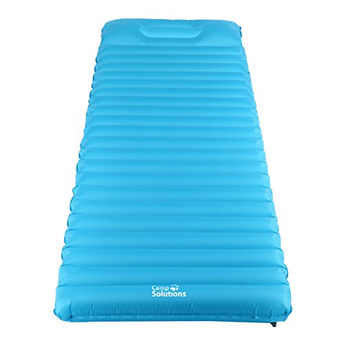 Camp Solutions Ultralight Sleeping Pad - 3.5'' Thick Lightweight Air Mattress with Built in Pillow for Camping, Hiking and Backpacking, 72.8 x 23.6 x 3.5 inches (C0044BU)