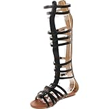 StyleUpGirl Monica-1 Knee High Gladiator Sandals Marcelino Black Brown Knee,Black,9