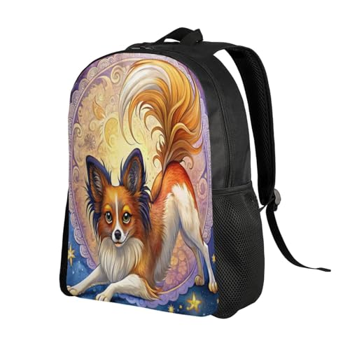 Comfort Fit Unisex Papillon Dog Stars Art Backpack Durable for Daily Commute & Travel Adventures 16 Inch2