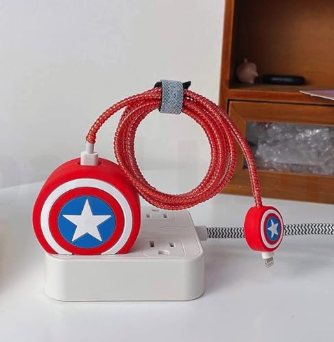 Image of J'TTON Case Cover for 18W /20W iPhone Adapter & USB-C Cable | Cute 3D Cartoon Character (Red Cap America)