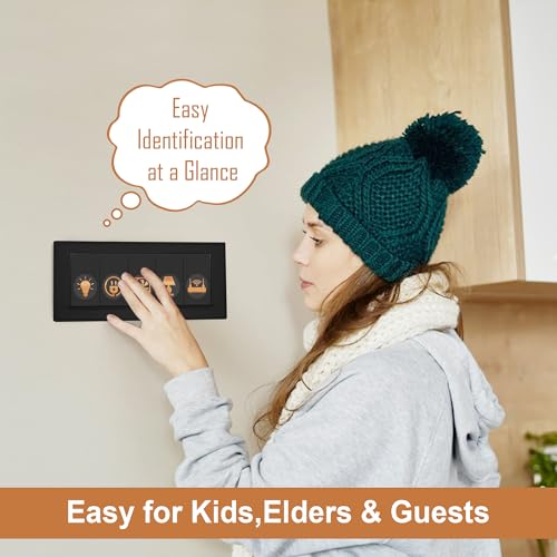 Image of GLUN Electric Board Switch Stickers, All Types 60+ Appliances Icons 600 Stickers Set, Premium Rose Gold Colours for Switch Stickers, Non-Faded Clear Visible Icons