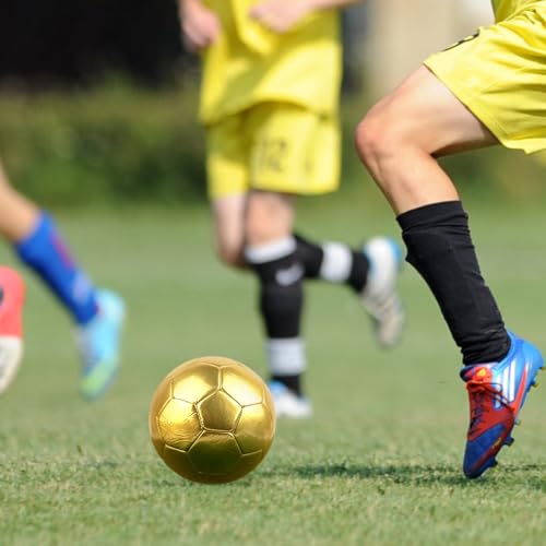 Linkidea Goldfarbener Fußball, Größe 5, offizielle Spielgröße, goldener Fußball, Geschenkidee für Freestyle-Fußball und Jonglieren