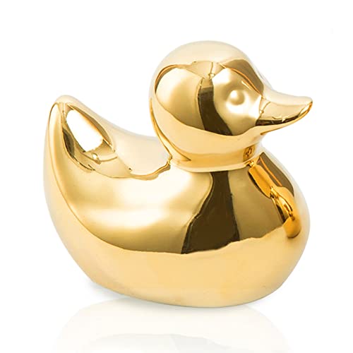 TQUPT Home Decor Golden Ceramic Duck Figurines, Home Decor Animal Sculptures and Statues Handmade...