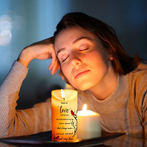 Gerrii Memorial LED Flameless Candle for Loss of Loved One, Sympathy Gift, Battery Operated, White, Plastic, 3 x 6 Inch