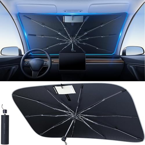 andobil (2023 Upgraded) Car Windshield Sun Shade Umbrella -Super Heat Insulation Protection- Foldable Sunshade for Car Windshield -Car Accessories Interior -Easy to Use-Out Keeps Car Cool -Medium