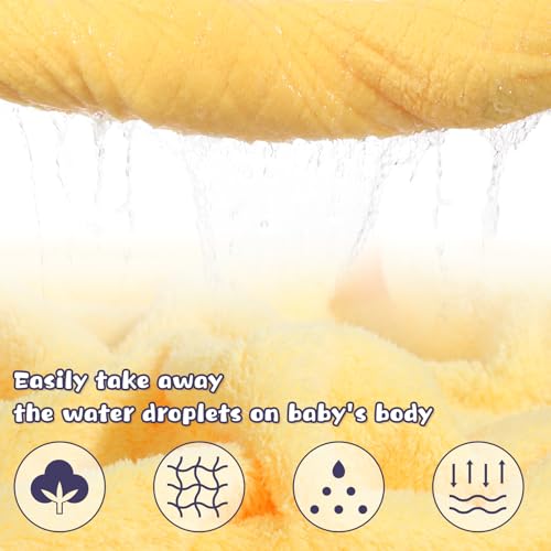 Image of Extra Large Baby Bath Towels Hooded, 50 x 32 Inch Large Toddler Towel with Hood Set, Animal Face Hooded for Kids Boy&Girl, Yellow Tiger & Green Dinosaur