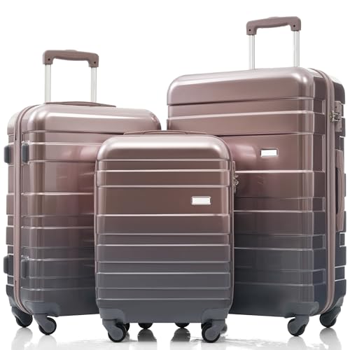 SHARK SHIP 3-Piece ABS Hardshell Luggage Set, Gold