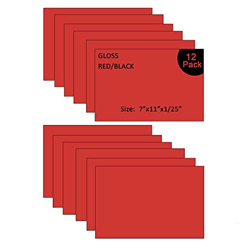 Image of XLNT TECH Engraving Blank Materials ABS Double Color Plastic Sheet, Red /Black (7 inch x 11 inch x .040 inch, 12 Pieces) for Interior Signs, Badges.