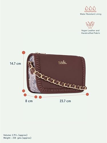 Image of ZOUK Small Shoulder Bag Bag for Women | Stylish Vegan Leather Shoulder Bag with Gold Chain Handle | Water-Resistant | Chic & Handcrafted Purse |
