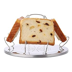 SEIYOGDS Toaster aus Edelstahl für 4 Schreiben Brot, Toastablett Toastregal Camping Toaster mit faltbarem Ständer, Ständer Tragbarer Faltbar Toastständer für Familien Outdoor Gasherd Kocher Picknick