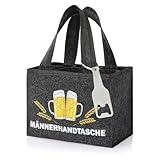 FunX Männerhandtasche aus Filz mit 6 Fächern incl. Flaschenöffner Vatertag, Geburtstag oder als Mitbringsel - 21 x 15 cm