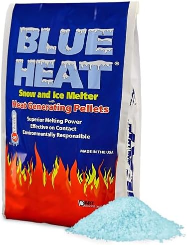 Blue Heat Snow & Ice Melter, Heat-Generating Pellets, Non-Staining Melt, 20 Lb Bag - Pet-Friendly Ice Remover for Driveway, Concrete, Sidewalk, and Outdoor Spaces