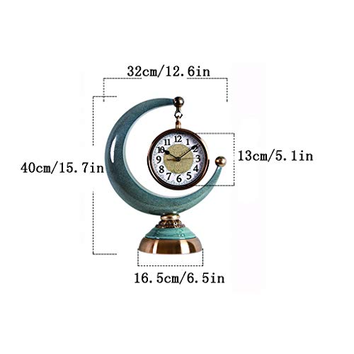 Reloj de mesa creativo azul de cerámica de 15.7 pulgadas estilo reloj de pie 3