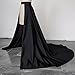 AMAJIERUIZE Satin Detachable Long Train Bridal Removable Skirt Formal Party Overskirt (US, Numeric, 26, Plus, Regular, Black)