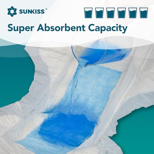 SUNKISS TrustPlus Overnight pieluchy dla dorosłych o najwyższej chłonności, majtki na nietrzymanie moczu unisex z zakładkami dla mężczyzn i kobiet, kontrola zapachu, M, 12 sztuk