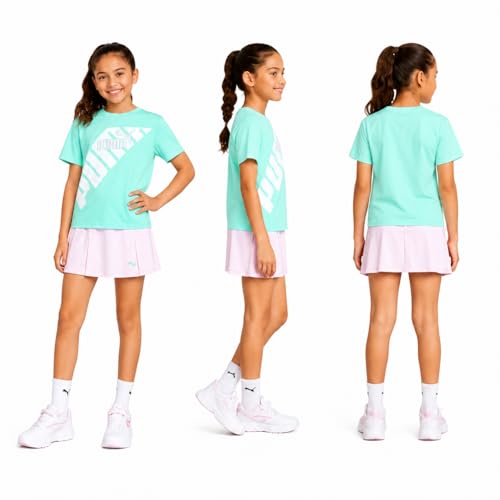 Image of PUMA Girls Athletic Skort Set - 2 Piece Workout Set Active Skirt with Shorts & Short Sleeve T-Shirt Girls Athletic Outfit