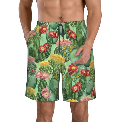 Bañador de hombre para playa y piscina con estampado floral exótico de cactus
