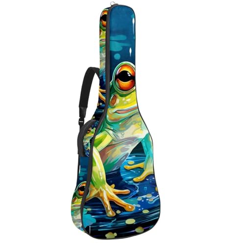 Sac de guitare étanche pour guitare acoustique de 40/41 pouces à motif de grenouille colorée
