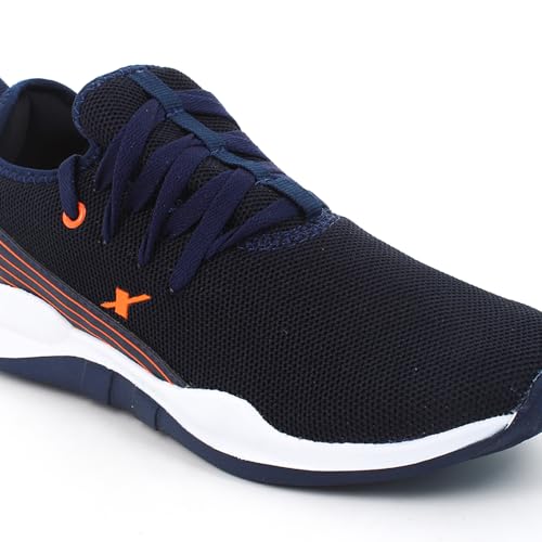 Image of SPARX Men's Navy Blue Neon Orange Shoes for Trekking Hiking & Walking with Mesh EVA (SX0614GNBNO0008) 8 UK