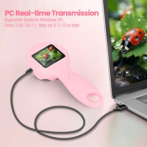 Image of Kids Microscope Mini Microscope for Kids Magnifying Glass for Kids Pocket Microscope for Kids Handheld, Ideal Birthday Christmas New Year Gifts for Age 3 4 5 6 7 8 9 Girls Boys, Pink