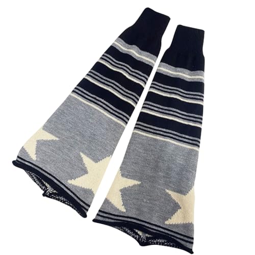 Women Knitted Flared Leg Warmer Socks Japanese Star Reversible Baggy Foot