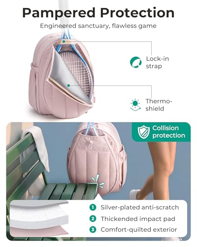 Image of BAGSMART Tennis Gym Bag for Women, Quilted Pickleball 15.6 inch Laptop Backpack