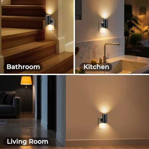 Image of Motion Sensor LED Night Light Plug in,5-300lm Adjustable Brightness,2 Pack | Dusk to Dawn Sensor,Dimmable,Soft White 3000K,for Bedroom,Bathroom,Stairs,Hallway