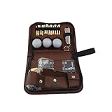 TIKATARER Complete Golf Accessories Kit Golf Gift Set with 12 Clubs 3 Balls Rangefinder Scorecard Cleaning Tools for Golfers with Portable Storage Box Multi Compartment Design (Brown)