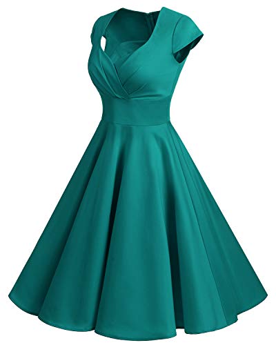 Bbonlinedress Women's Vintage 1950s cap Sleeve Rockabilly Cocktail Dress Multi-Colored