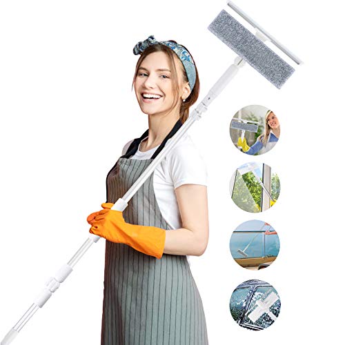 COPACHI 3-in-1 Window Squeegee -Window Cleaning Tools with 81'' Long Telescopic Extension Pole, Window Cleaner with Bendable Head for Shower Doors, Bathroom, Indoor Outdoor Window and Car Glass