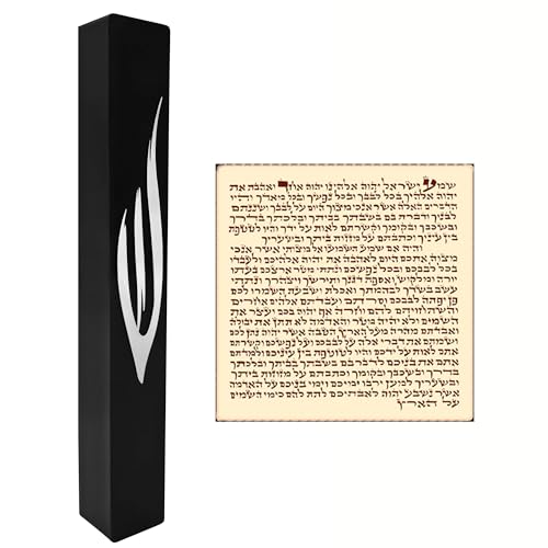 TALISMAN4U Waterproof Mezuzah Case with Scroll Silver Hebrew Shin Classic Design Israel Judaica Gift Protection Door Mezuza for Home 5 inch (Black)