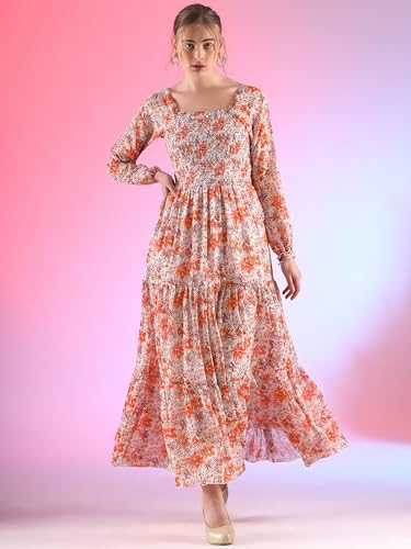 Image of Sheetal Associates Women's Georgette Printed Casual Maxi Fit and Flare Dress