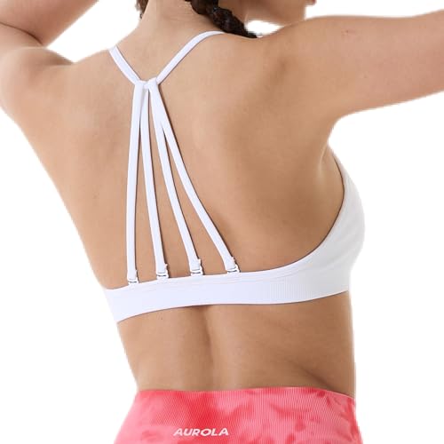 Image of AUROLA Mercury Workout Sports Bras Women Athletic Removable Padded Backless Strapy Minimal Crop Top